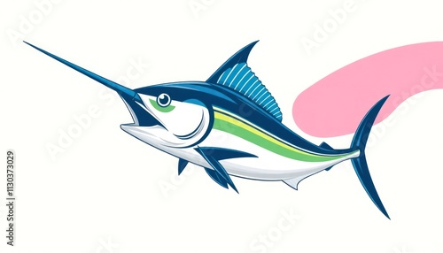 Majestic Marlin Illustration - marine conservation branding, ocean-inspired artwork, and anywhere the power and majesty of these magnificent pelagic fish need to be celebrated. photo