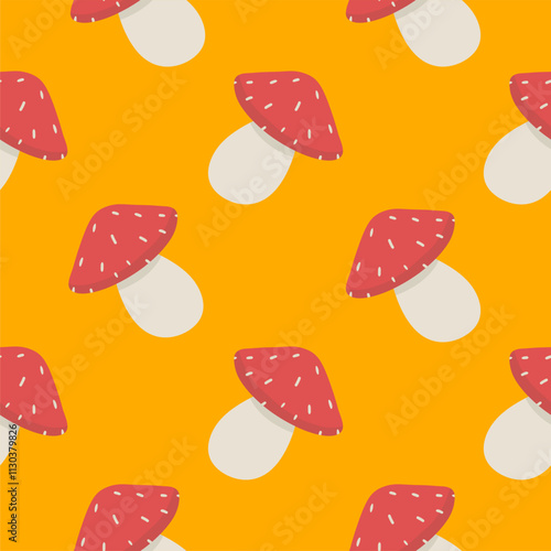 Seamless vector pattern with mushrooms. mushroom seamless pattern flat design vector illustration. Cute illustration for fabric, textile, cloth, wear, wallpaper