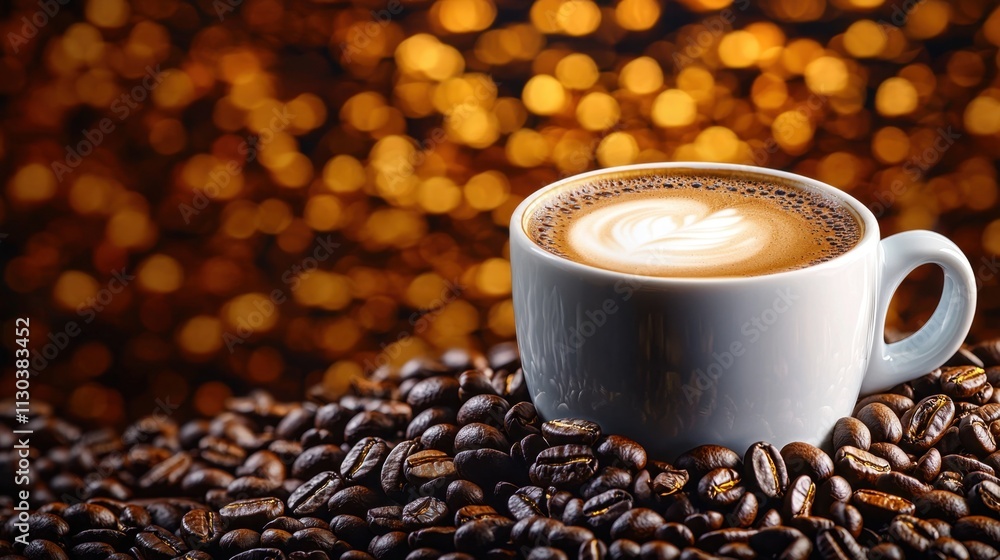 Naklejka premium A cup of coffee is a hot beverage made from roasted coffee beans that can be enjoyed black or with added milk and sugar for a comforting and energizing drink.