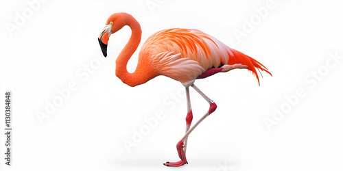 Walking Flamingo in Tropical Setting

