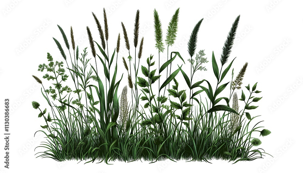 Fototapeta premium green grass isolated on white background