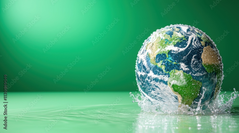 Fototapeta premium An intricately designed illustration of planet Earth made entirely of water, emphasizing the importance of World Water Day in raising awareness about water conservation and sustainability.