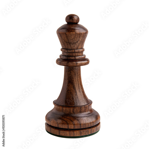 a wooden chess piece, specifically a black bishop on a transparent background photo