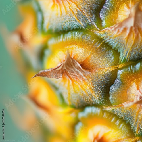 Close-up of pineapple skin with vibrant colors photo