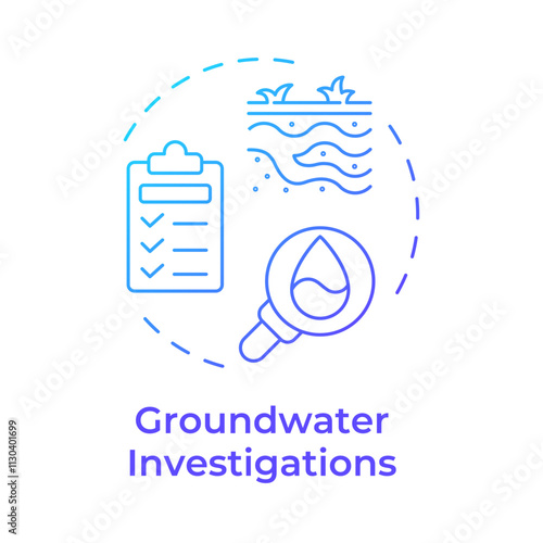 Groundwater investigations blue gradient concept icon. Studying water level impact on construction industry. Round shape line illustration. Abstract idea. Graphic design. Easy to use in article