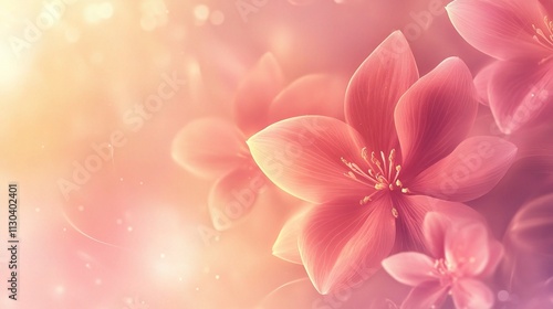 Glowing Pink Flowers in Soft Sunlight with Blurred Background