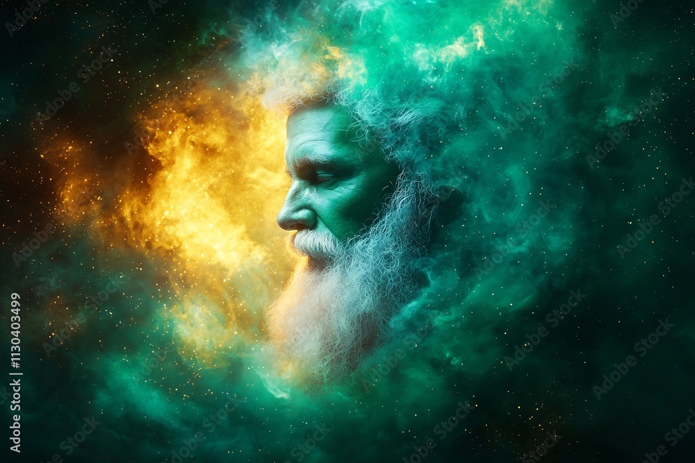 Dreamlike Surreal Composite Image of a Leprechaun s Face in a Swirling Abstract Magical Backdrop Dreamlike Surreal Composite Image of a Leprechaun s Face in a Swirling Abstract Magical Backdrop