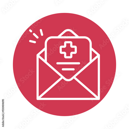 Medical email Vector Circle Outline Icon.   Eps 10 File