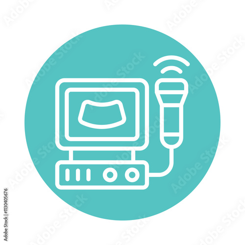 Ultrasound machine Vector Circle Outline Icon.   Eps 10 File