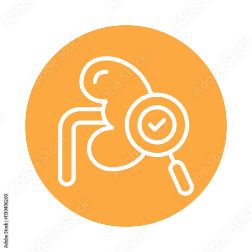 Kidney checkup Vector Circle Outline Icon.   Eps 10 File