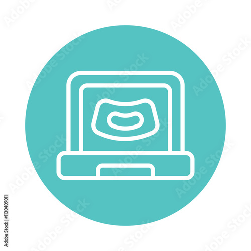 Ultrasound Vector Circle Outline Icon.   Eps 10 File