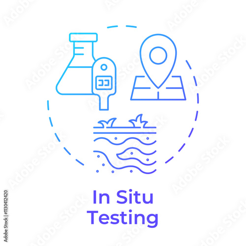 In situ testing blue gradient concept icon. Real time data on soil behavior. Geotechnical exploration. Round shape line illustration. Abstract idea. Graphic design. Easy to use in article