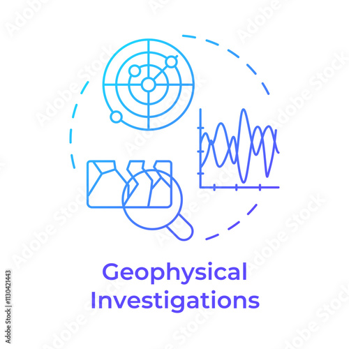Geophysical investigations blue gradient concept icon. Explore subsurface conditions without digging. Geotech. Round shape line illustration. Abstract idea. Graphic design. Easy to use in presentation