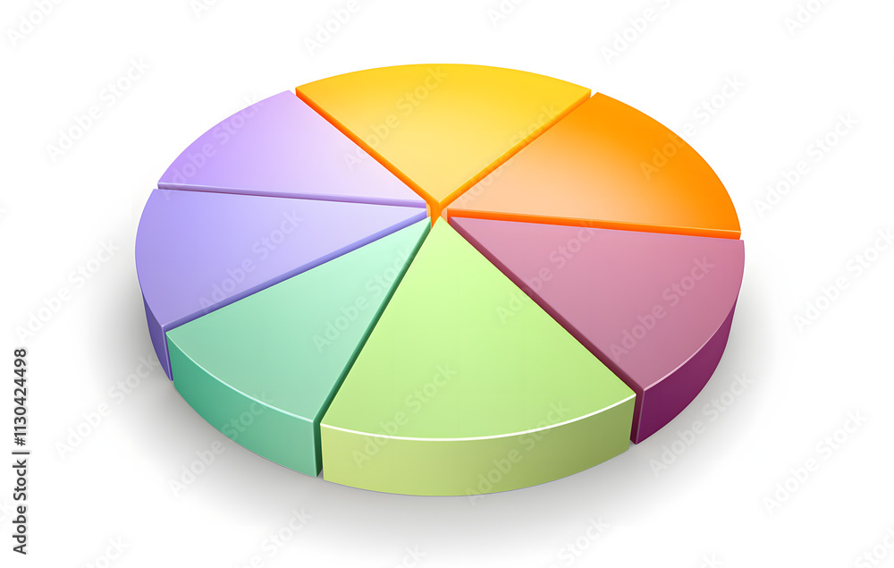 Obraz premium A 3D pie chart on a white background showing business and financial data for growth, success, and market analysis
