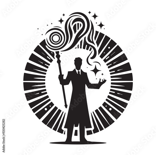 Magic staff Silhouette vector illustration