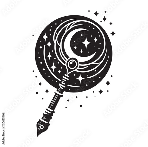Magic staff Silhouette vector illustration