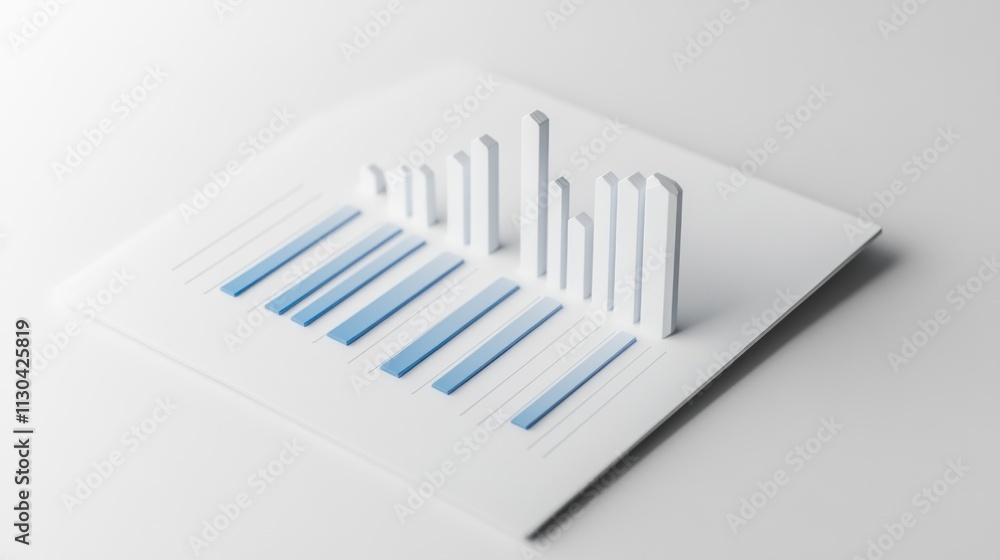 Obraz premium Abstract White And Blue Bar Chart Data Presentation