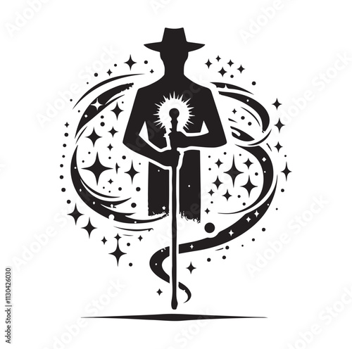 Magic staff Silhouette vector illustration
