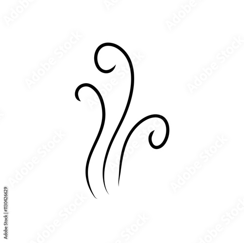 Doodle smoke icon. Water steam symbol. Hand drawn hot vapor. Line air smell symbol.