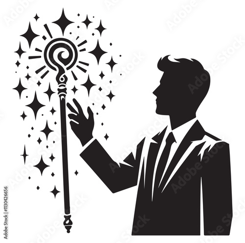 Magic staff Silhouette vector illustration