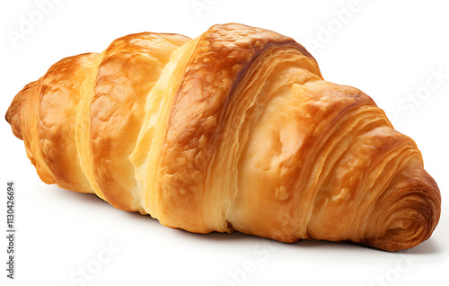A freshly baked croissant isolated on a white background