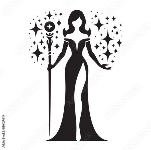 Magic staff Silhouette vector illustration