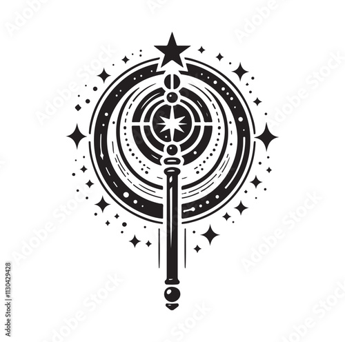Magic staff Silhouette vector illustration