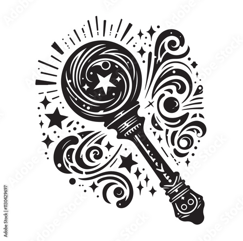 Magic staff Silhouette vector illustration