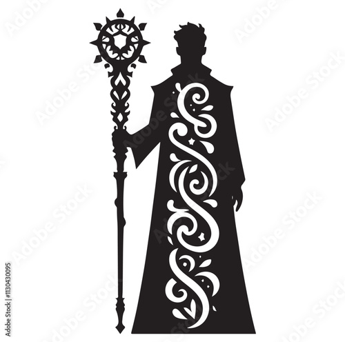 Magic staff Silhouette vector illustration