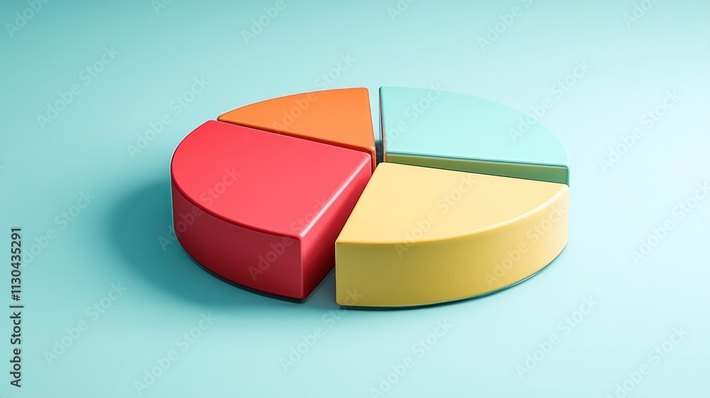 Obraz premium Colorful segmented pie chart on blue background