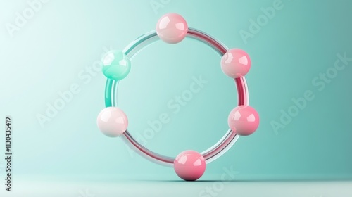 Pastel Colored Spheres Connected In A Circular Ring