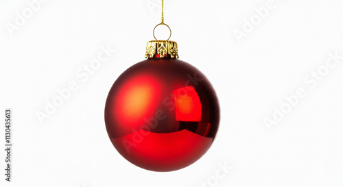 A glossy red Christmas orna...