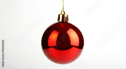 A shiny red Christmas ornam...