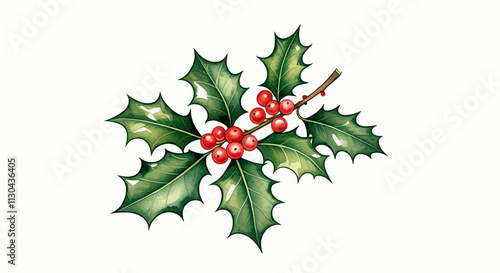 close-up of a holly branch ...