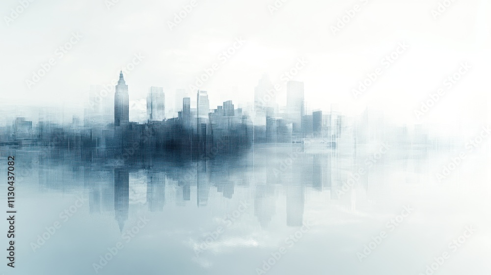 Obraz premium Dreamy Cityscape Reflection in Misty Urban Environment