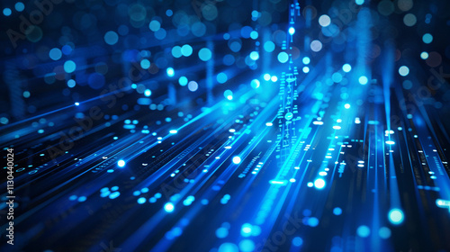 An abstract blue technology background that visually represents digital communication and connectivity, featuring futuristic network design and innovation, capturing the essence of modern tech concept