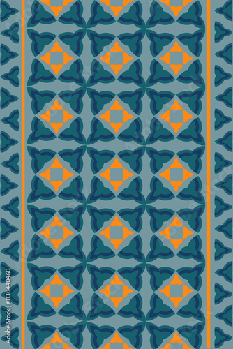 Abstract geometric motif seamless pattern. simple style. variety shades of blue background. 