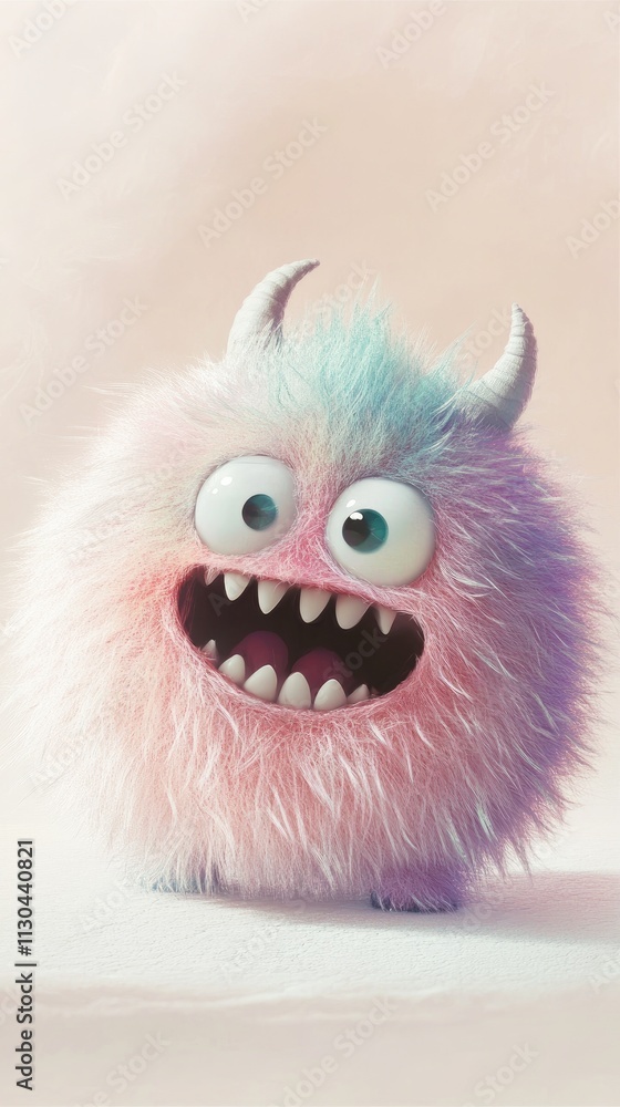 Obraz premium A cute, fluffy creature with big eyes and a joyful expression.