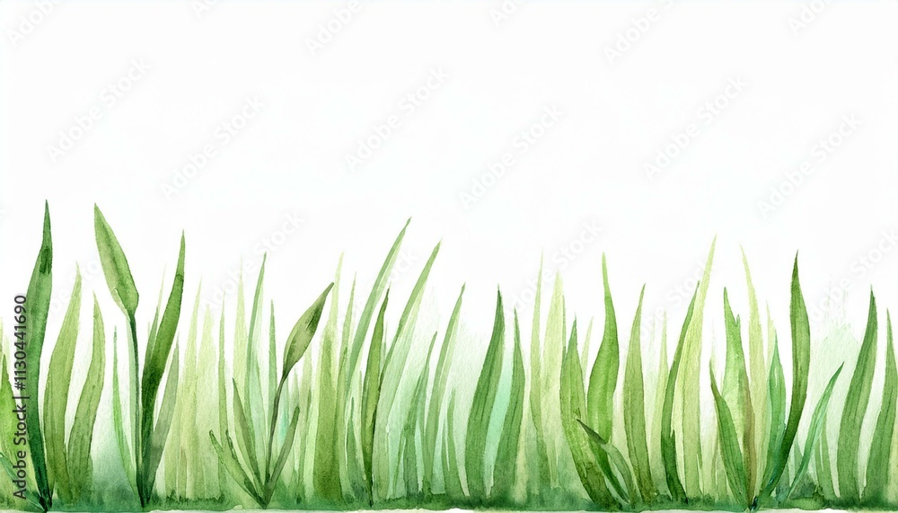 Fototapeta premium Grass watercolor illustration