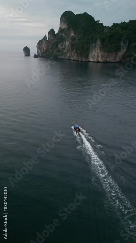 Drone video of Loh Dalum Bay in Koh Phi Phi Don in Thailand