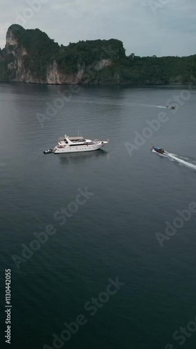 Drone video of Loh Dalum Bay in Koh Phi Phi Don in Thailand
