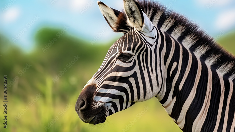 Naklejka premium Side profile of a zebra's head