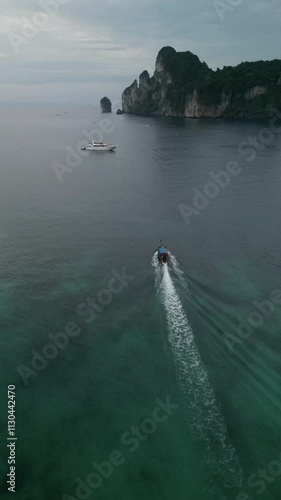 Drone video of Loh Dalum Bay in Koh Phi Phi Don in Thailand