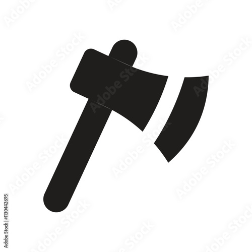 Pixelated White Axehead Icon on a Dark Gray Background