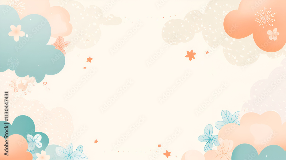 Obraz premium Pastel Floral Cloud Background Design with Blank Space