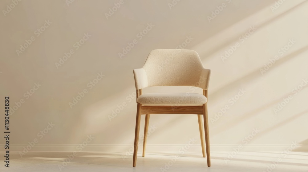 Obraz premium Minimalist Chair Against Soft Wall with Gentle Natural Light
