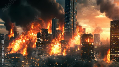 City in Flames: A Post-Apocalyptic Metropolis