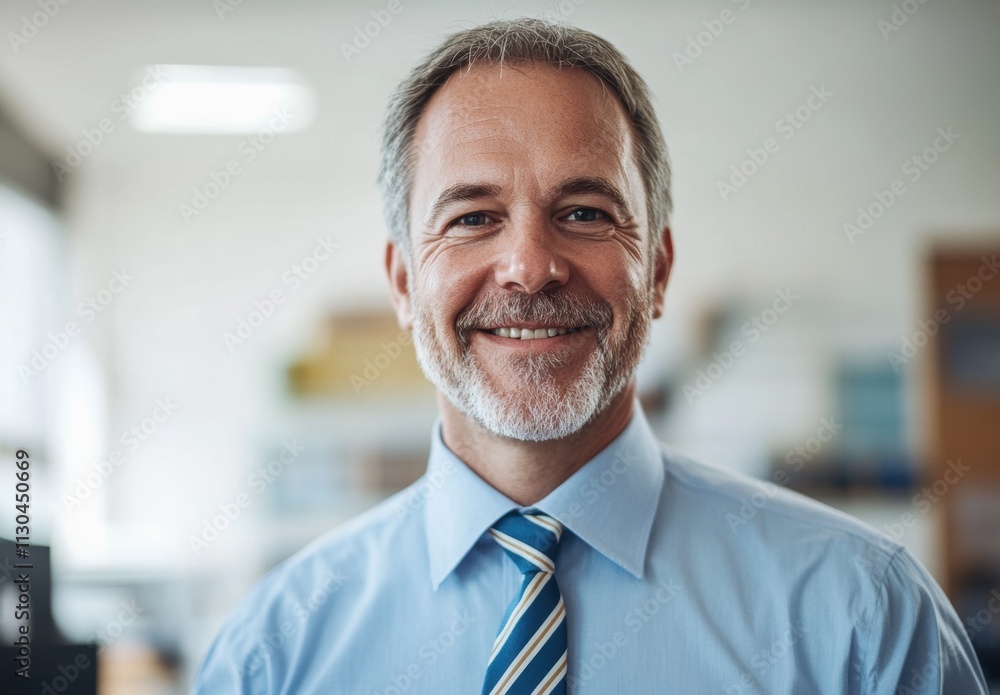 Fototapeta premium Friendly businessman showing confidence in a modern office setting