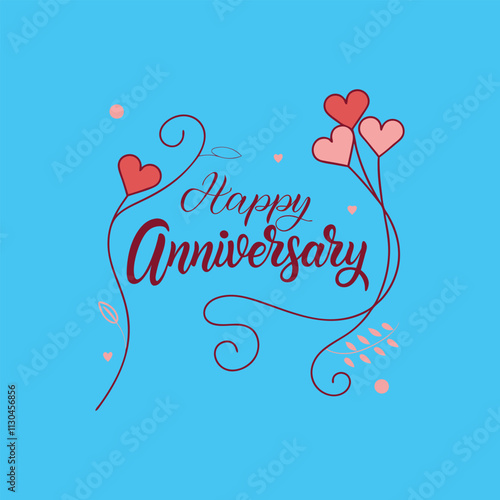 Elegant "Happy Anniversary" typography vector artwork, perfect for greeting cards, invitations, decorations, and digital designs celebrating special occasions.