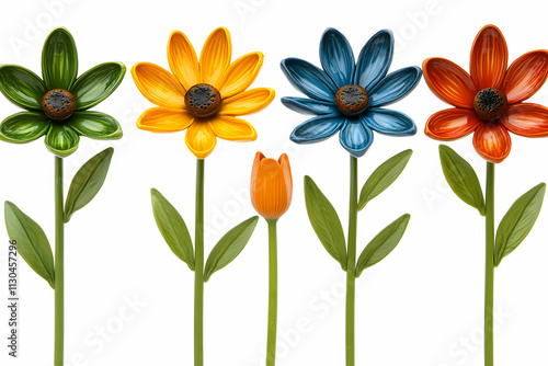 Wallpaper Mural Vibrant Metal Flower Arrangement, Daisies, Tulip, Garden Decor Torontodigital.ca